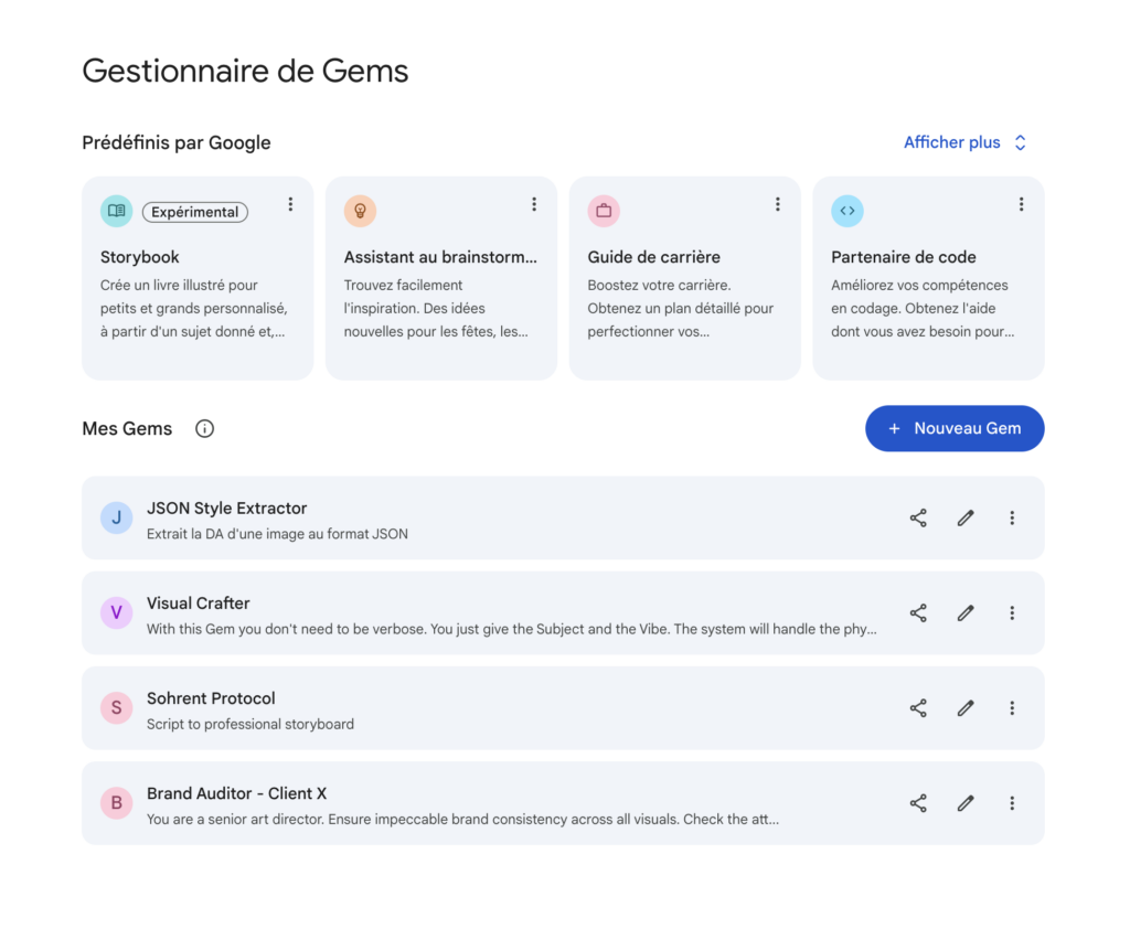 Créer un Gem Gemini - le guide complet pour les directeurs artistiques