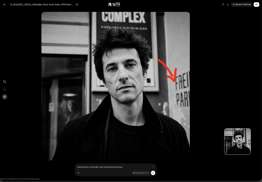 Modification d'image dans Google Flow avec Nano Banana 2