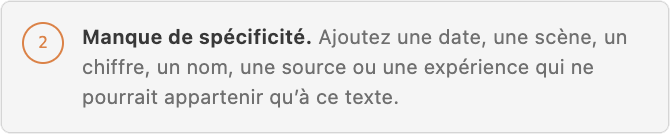 texte qui sonne IA - Manque de spécificité