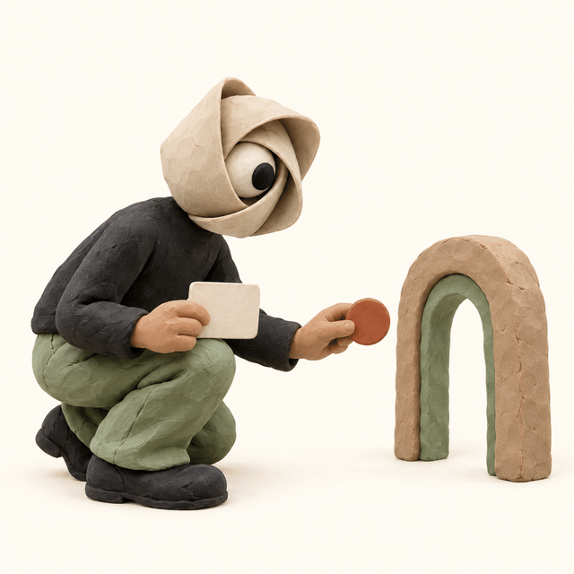 Animation éditoriale montrant le passage d’un brief vers un outil d’image puis une revue humaine