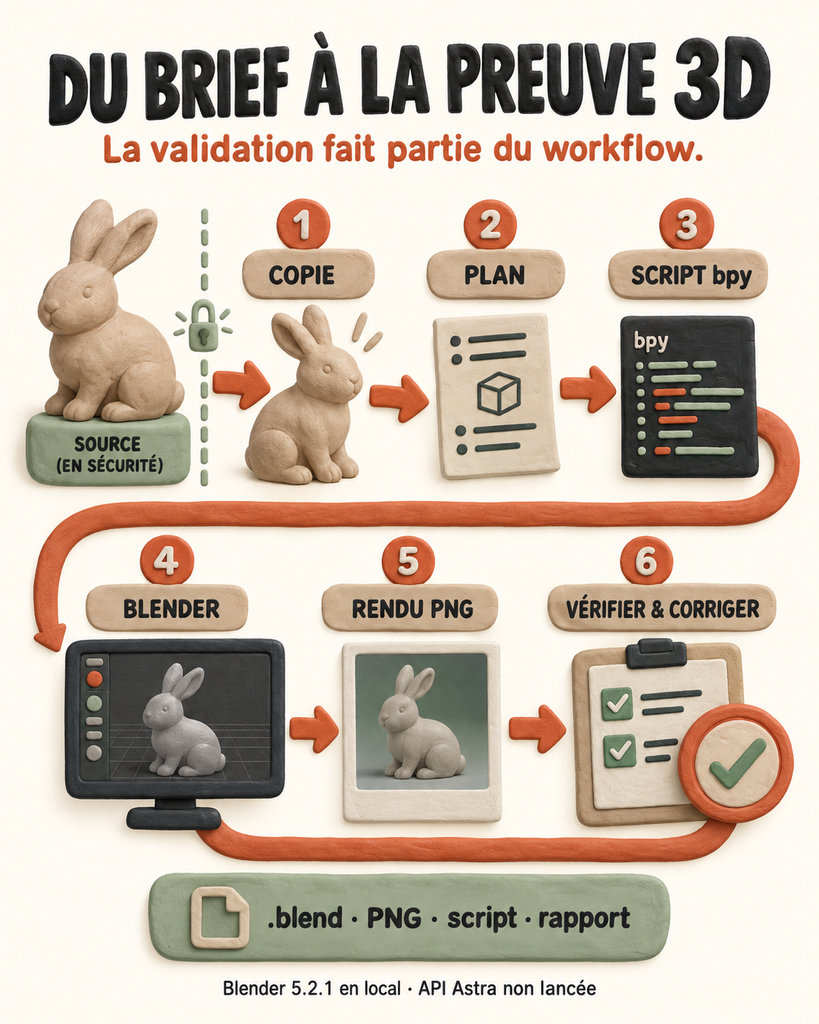 One page : Infographie "Du brief à la preuve 3D"