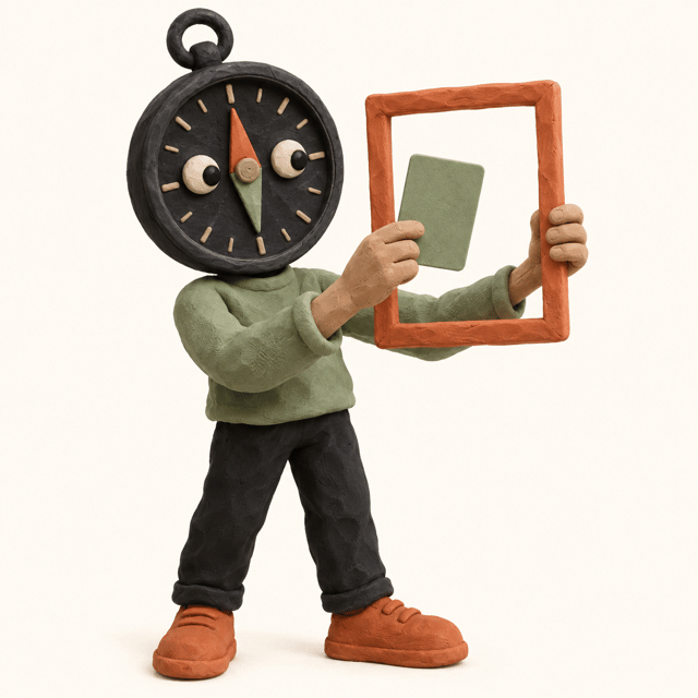 Personnage à tête de compas qui encadre une décision publicitaire