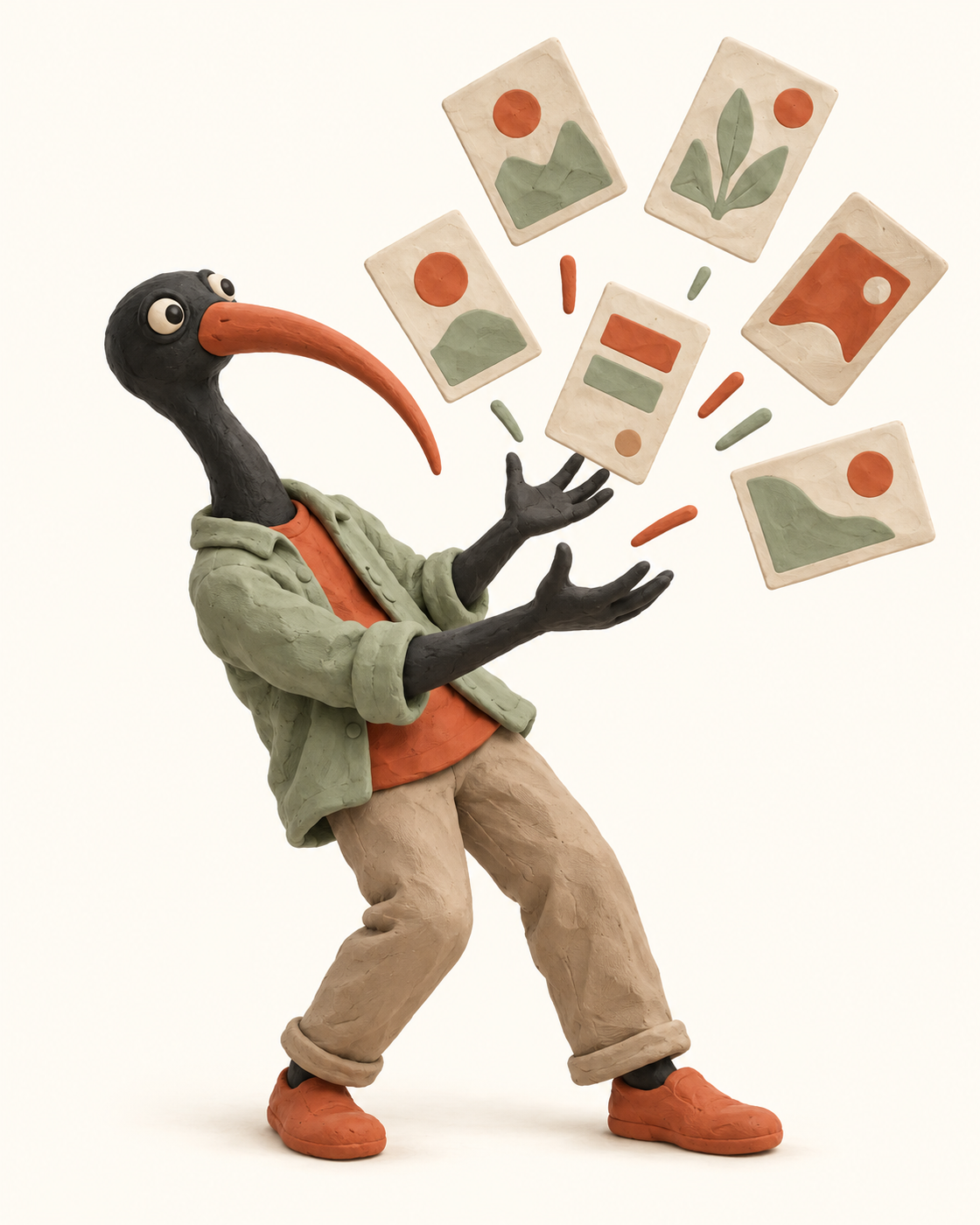 Créature à tête d’ibis qui libère plusieurs variantes publicitaires vierges