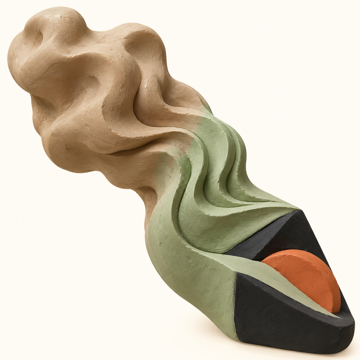 Une masse souple en plasticine se transforme en une forme précise marquée de reliefs et d’une découpe.