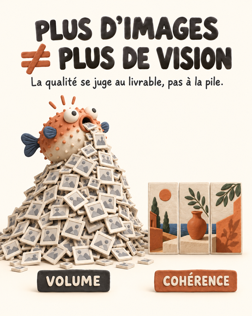 Un poisson-ballon en plasticine produit une avalanche d’images à côté d’une petite série visuelle cohérente.